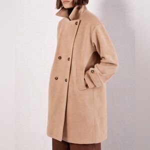Mallia Camel Cashmere Wool Blend Double Breasted Coat Size 10